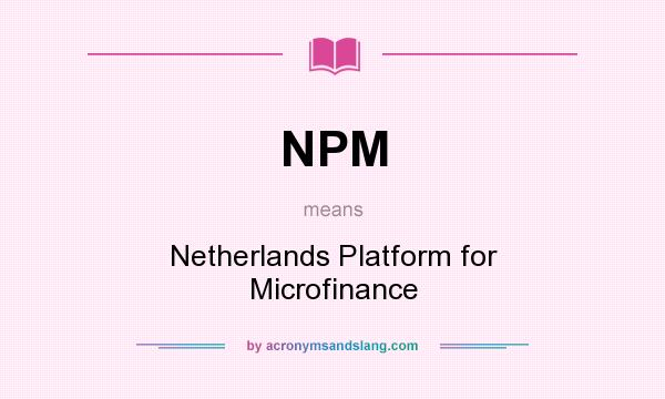 What does NPM mean? It stands for Netherlands Platform for Microfinance