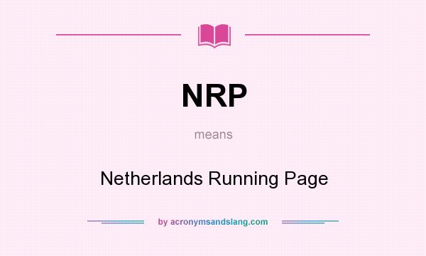 What does NRP mean? It stands for Netherlands Running Page
