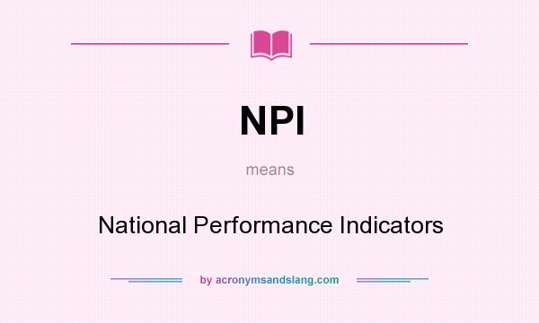 What does NPI mean? It stands for National Performance Indicators
