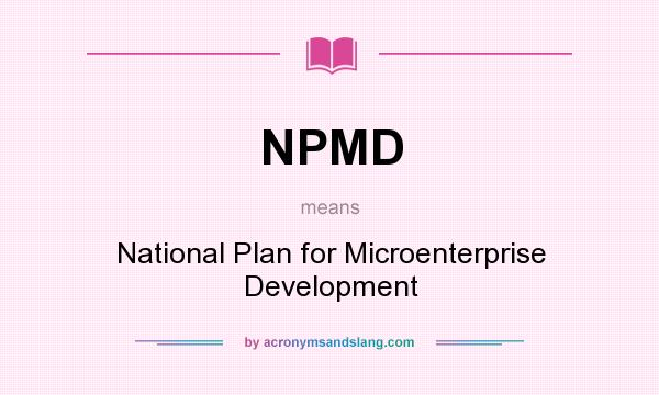 What does NPMD mean? It stands for National Plan for Microenterprise Development