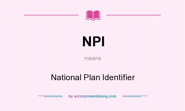 What does NPI mean? It stands for National Plan Identifier