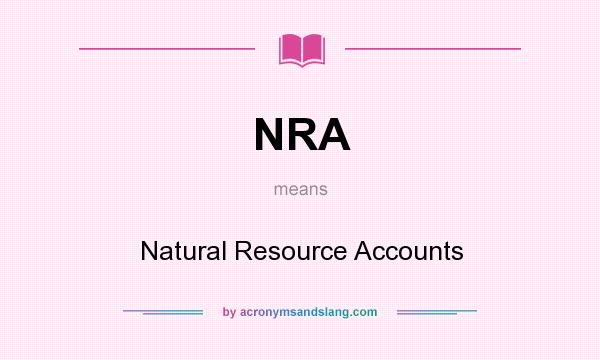 What does NRA mean? It stands for Natural Resource Accounts