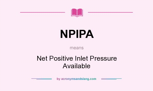 What does NPIPA mean? It stands for Net Positive Inlet Pressure Available