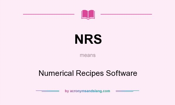 What does NRS mean? It stands for Numerical Recipes Software
