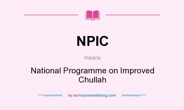 What does NPIC mean? It stands for National Programme on Improved Chullah