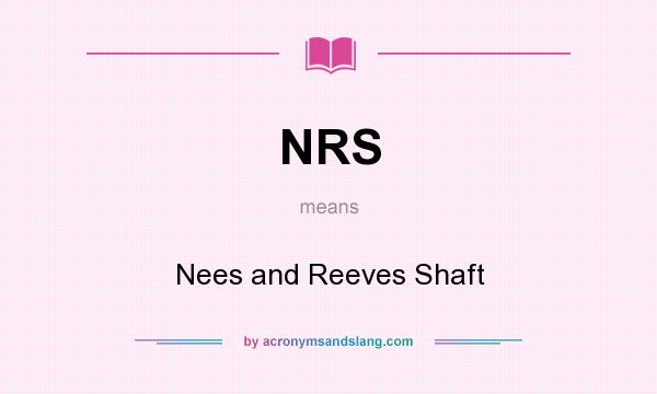 What does NRS mean? It stands for Nees and Reeves Shaft