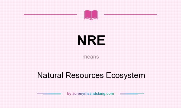 What does NRE mean? It stands for Natural Resources Ecosystem