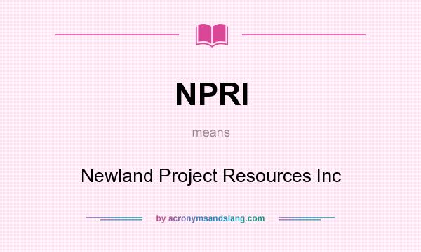 What does NPRI mean? It stands for Newland Project Resources Inc