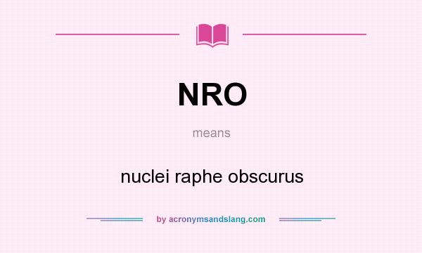 What does NRO mean? It stands for nuclei raphe obscurus
