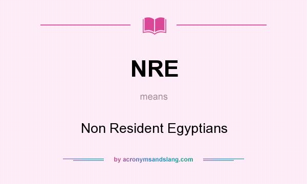 What does NRE mean? It stands for Non Resident Egyptians