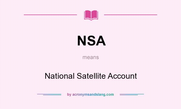 What does NSA mean? It stands for National Satellite Account
