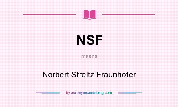 What does NSF mean? It stands for Norbert Streitz Fraunhofer