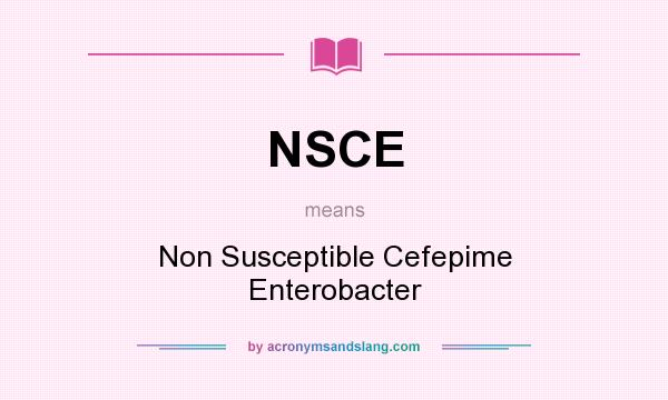 What does NSCE mean? It stands for Non Susceptible Cefepime Enterobacter