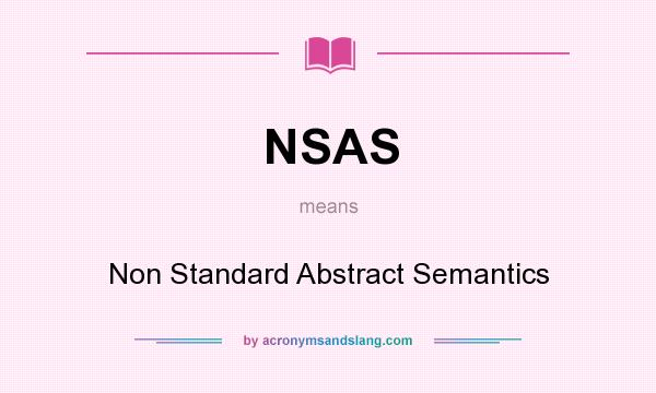 What does NSAS mean? It stands for Non Standard Abstract Semantics