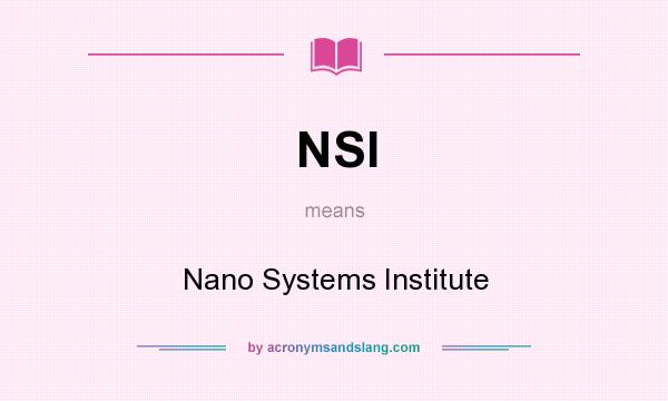 What does NSI mean? It stands for Nano Systems Institute