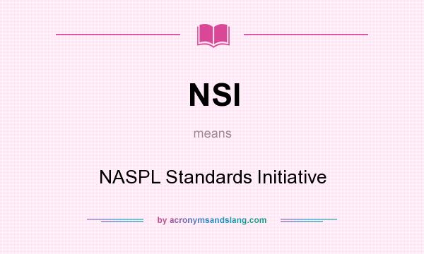 What does NSI mean? It stands for NASPL Standards Initiative