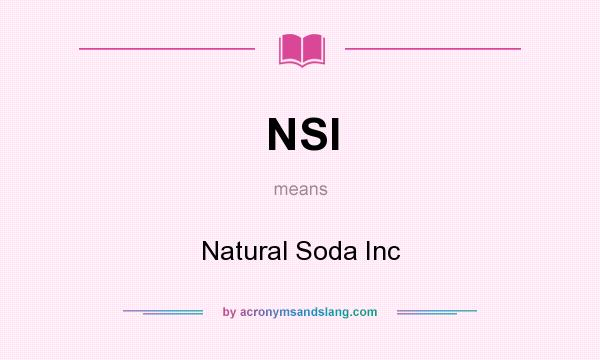 What does NSI mean? It stands for Natural Soda Inc
