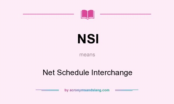 What does NSI mean? It stands for Net Schedule Interchange