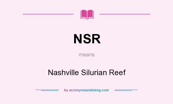 What does NSR mean? It stands for Nashville Silurian Reef