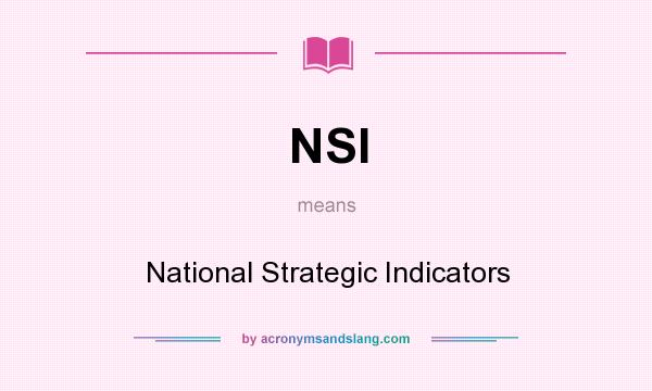 What does NSI mean? It stands for National Strategic Indicators