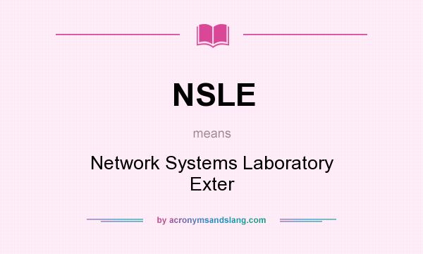 What does NSLE mean? It stands for Network Systems Laboratory Exter