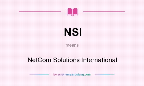 What does NSI mean? It stands for NetCom Solutions International