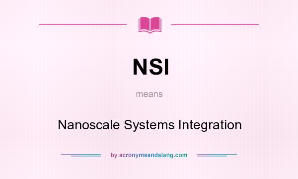 What does NSI mean? It stands for Nanoscale Systems Integration