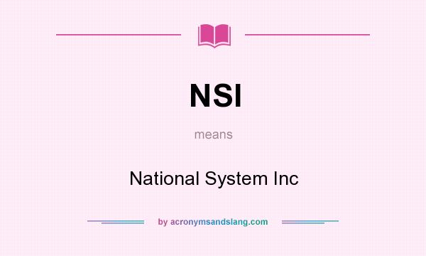 What does NSI mean? It stands for National System Inc