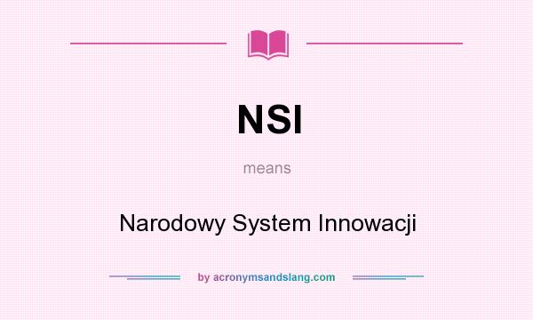 What does NSI mean? It stands for Narodowy System Innowacji