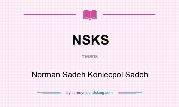 What does NSKS mean? It stands for Norman Sadeh Koniecpol Sadeh