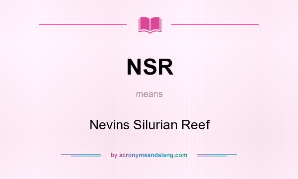 What does NSR mean? It stands for Nevins Silurian Reef