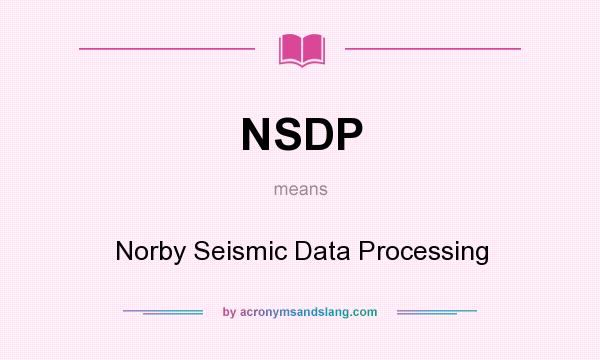 What does NSDP mean? It stands for Norby Seismic Data Processing