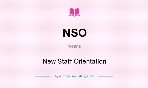 What does NSO mean? It stands for New Staff Orientation