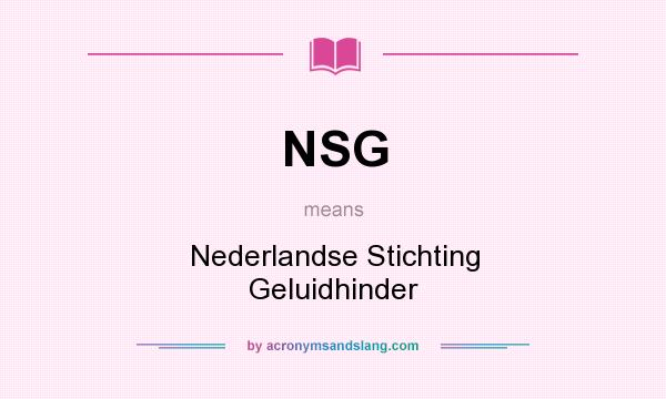 What does NSG mean? It stands for Nederlandse Stichting Geluidhinder