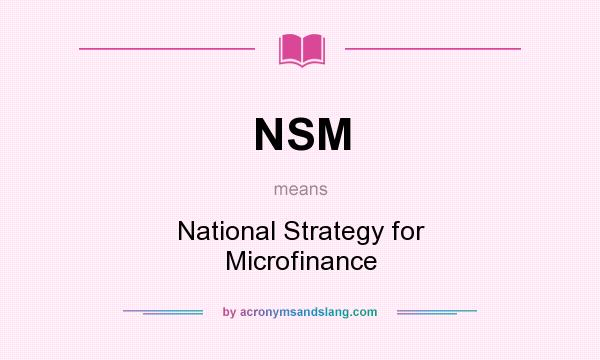 What does NSM mean? It stands for National Strategy for Microfinance