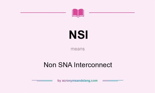 What does NSI mean? It stands for Non SNA Interconnect