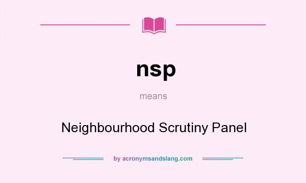 What does nsp mean? It stands for Neighbourhood Scrutiny Panel