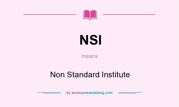 What does NSI mean? It stands for Non Standard Institute