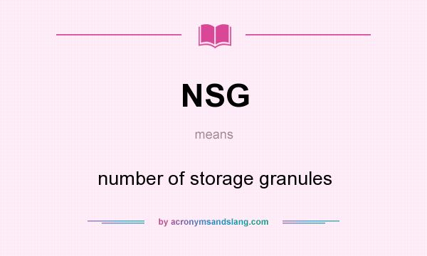 What does NSG mean? It stands for number of storage granules