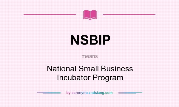 What does NSBIP mean? It stands for National Small Business Incubator Program
