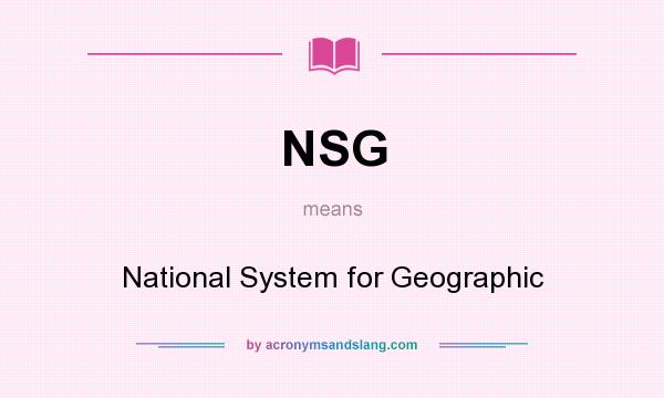 What does NSG mean? It stands for National System for Geographic