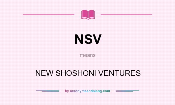 What does NSV mean? It stands for NEW SHOSHONI VENTURES