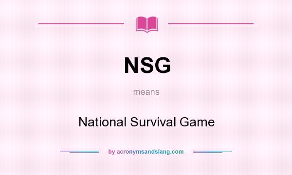 What does NSG mean? It stands for National Survival Game