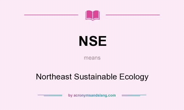 What does NSE mean? It stands for Northeast Sustainable Ecology