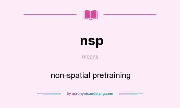 What does nsp mean? It stands for non-spatial pretraining