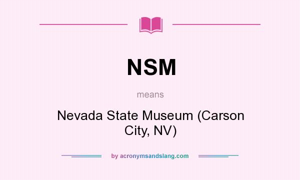 What does NSM mean? It stands for Nevada State Museum (Carson City, NV)