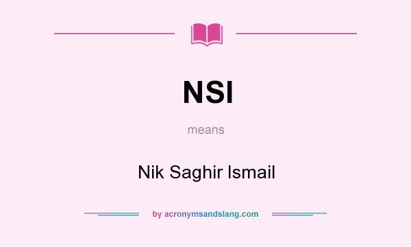 What does NSI mean? It stands for Nik Saghir Ismail