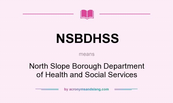What does NSBDHSS mean? It stands for North Slope Borough Department of Health and Social Services