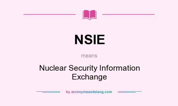 What does NSIE mean? It stands for Nuclear Security Information Exchange
