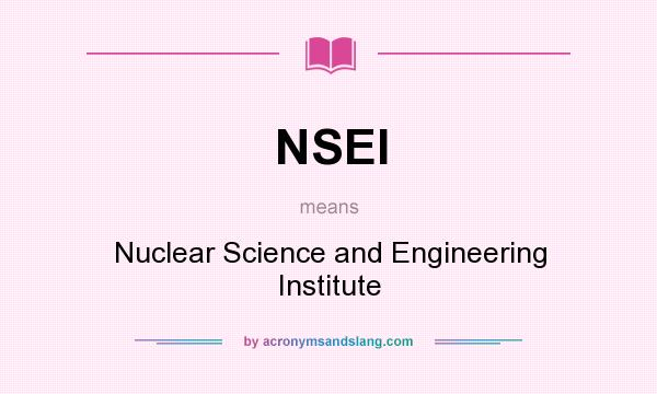 What does NSEI mean? It stands for Nuclear Science and Engineering Institute